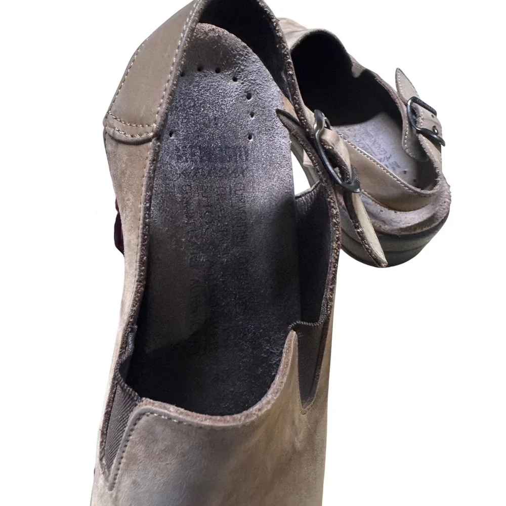 Mephisto Womens Taupe Suede‎ Peep Toe Slingback Wedge Sandals Size 40 US 10
